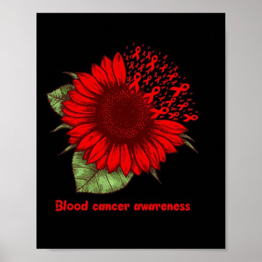 Rood Bloed Kanker Bewustzijn Zonnebloem Gift Warri Poster (Voorkant)