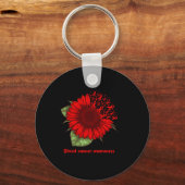 Rood Bloed Kanker Bewustzijn Zonnebloem Gift Warri Sleutelhanger (Voorkant)