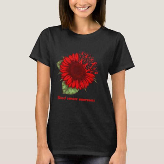Rood Bloed Kanker Bewustzijn Zonnebloem Gift Warri T-shirt (Voorkant)