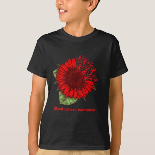 Rood Bloed Kanker Bewustzijn Zonnebloem Gift Warri T-shirt (Voorkant)