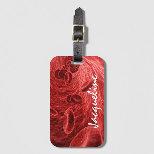 Rood bloedcellen in een ader bagagelabel (Voorkant (verticaal))