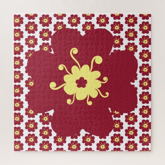 Rood Bloem Patroon Frustrerend Legpuzzel (Verticaal)