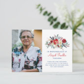 Rood bloemboeket ter herinnering aan Memorial Kaar Bedankkaart (Staand voorkant)