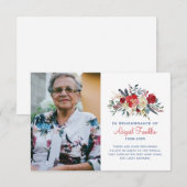 Rood bloemboeket ter herinnering aan Memorial Kaar Bedankkaart (Voorkant / Achterkant)