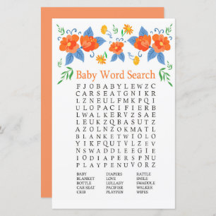 Rood bloemen Baby shower Word Zoekspel