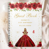 Rood Bloemen Blond Haar Prinses Gastenboek Notitieboek
