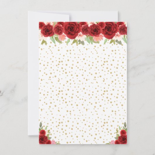 Rood Bloemen Blond Haar Prinses Verjaardagsfeest Bedankkaart (Achterkant)