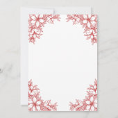 Rood  Bloemen Bruiloft Bedankkaart (Achterkant)