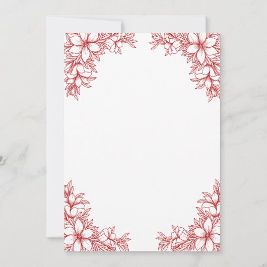 Rood  Bloemen Bruiloft Bedankkaart (Achterkant)