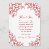 Rood  Bloemen Bruiloft Bedankkaart (Voorkant / Achterkant)