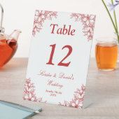 Rood Bloemen Bruiloft Reclamebord Met Voetstuk (Insitu)