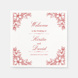 Rood  Bloemen Bruiloft Servet