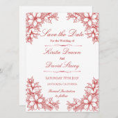 Rood  Bloemen Bruiloft Uitnodiging (Voorkant / Achterkant)