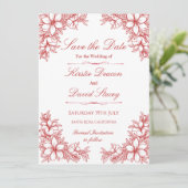 Rood Bloemen Bruiloft Uitnodiging (Staand voorkant)