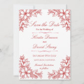 Rood Bloemen Bruiloft Uitnodiging (Voorkant)