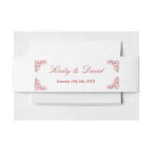 Rood Bloemen Bruiloft Uitnodiging Belly Band