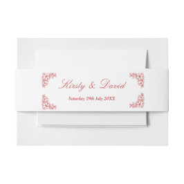 Rood  Bloemen Bruiloft Uitnodiging Belly Band Uitnodigingen Wikkel