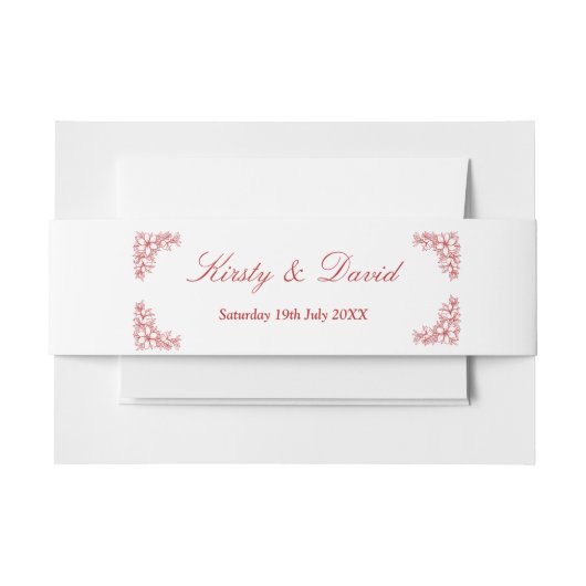 Rood  Bloemen Bruiloft Uitnodiging Belly Band Uitnodigingen Wikkel (Voorkant Voorbeeld)