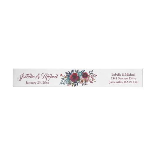 Rood Bloemen Bruiloft Wraparound Retouradres Label (Individueel)