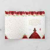 Rood Bloemen Bruin Haar Meisje Verjaardagsfeest Bedankkaart (Binnen)