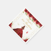 Rood Bloemen Bruin Haar Prinses Verjaardagsfeest Servet (Hoek)