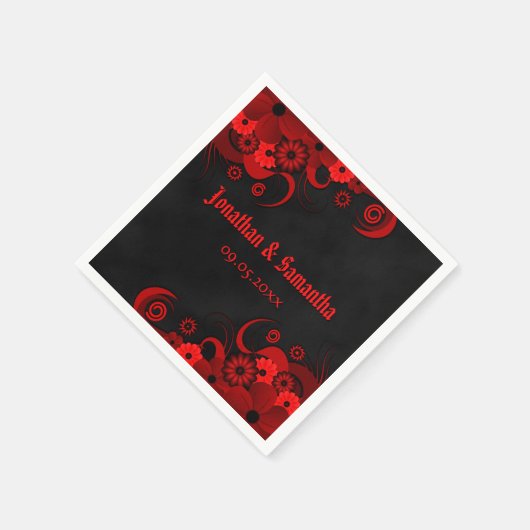 Rood Bloemen Chalkboard Gotische Bruiloft Papier S Servet (Hoek)