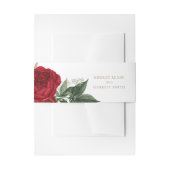 Rood Bloemen Elegant Goud Script Bruiloft Uitnodigingen Wikkel (Voorkant Voorbeeld)