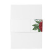 Rood Bloemen Elegant Goud Script Bruiloft Uitnodigingen Wikkel (Achterkant Voorbeeld)