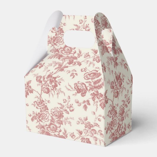 Rood Bloemen Frans Toile Canvas Party Favor Box Bedankdoosjes (Achterkant)