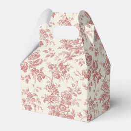 Rood Bloemen Frans Toile Canvas Party Favor Box Bedankdoosjes
