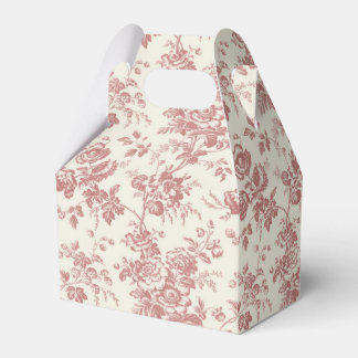 Rood Bloemen Frans Toile Canvas Party Favor Box Bedankdoosjes