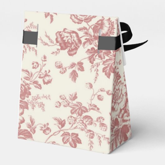 Rood Bloemen Frans Toile Canvas Party Favor Box Bedankdoosjes (Achterkant)