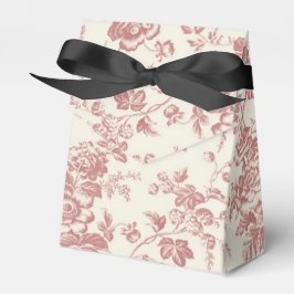 Rood Bloemen Frans Toile Canvas Party Favor Box Bedankdoosjes