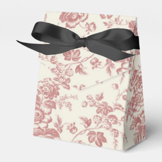 Rood Bloemen Frans Toile Canvas Party Favor Box Bedankdoosjes
