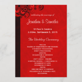 Rood Bloemen Gotisch Huwelijksprogramma Sjablonen