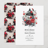 Rood Bloemen Gotisch Vrijgezellenfeest Kaart (Voorkant / Achterkant)