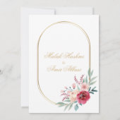 Rood Bloemen Groen Bladeren Moslim Bruiloft Kaart (Achterkant)