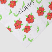 Rood Bloemen Happy Birthday Tissue Papier (Detail)