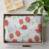 Rood Bloemen Happy Birthday Tissue Papier (Geschenk)