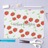 Rood Bloemen Happy Birthday Tissue Papier (Craft)
