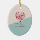 Rood Bloemen Hart Elegant Dank u Keramisch Ornament (Rechts)