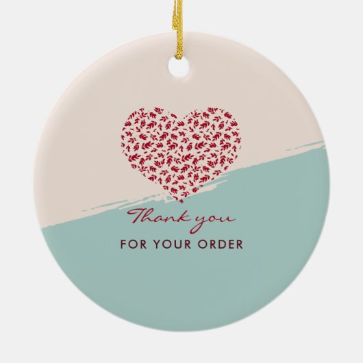 Rood Bloemen Hart Elegant Dank u Keramisch Ornament (Achterkant)