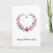 Rood Bloemen Hart Moederdag Feestdagen Kaart (Voorkant)