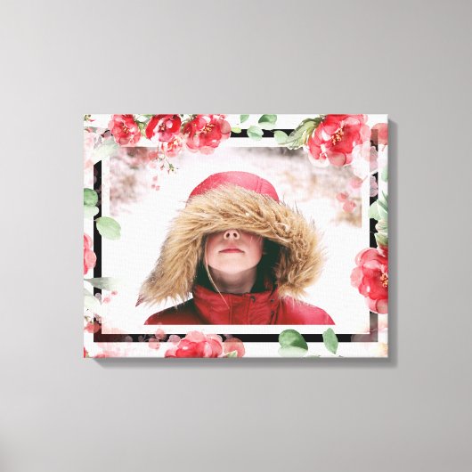 Rood Bloemen Kind Fotodoek Canvas Afdruk (Voorkant)