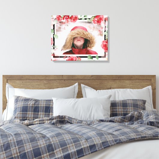 Rood Bloemen Kind Fotodoek Canvas Afdruk (Insitu (Slaapkamer))