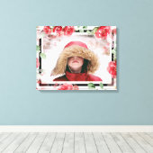 Rood Bloemen Kind Fotodoek Canvas Afdruk (Insitu (Houten vloer))