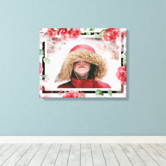 Rood Bloemen Kind Fotodoek Canvas Afdruk (Insitu (Houten vloer))