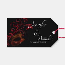 Rood Bloemen Masker Bruiloft Favor Cadeaulabel