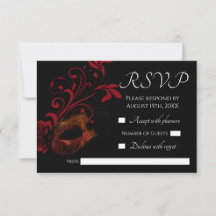Rood Bloemen Masker Bruiloft RSVP kaart