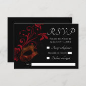 Rood Bloemen Masker Bruiloft RSVP kaart (Voorkant / Achterkant)